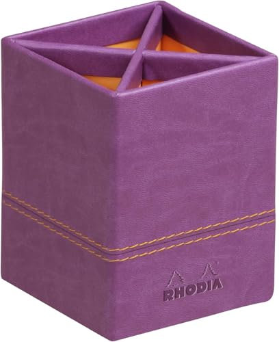 Rhodia 318910C Stifteköcher (8 x 8 x 11 cm, praktisch und strapazierfähig, Kunstleder, elegant, ideal für Ihr Büro) 1 Stück, violett