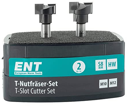 ENT 09047 2-tlg. HW T-Nutfräser-Set optimiert für M10 M12 Sechskantschrauben, HW, Schaft (S) 8 mm