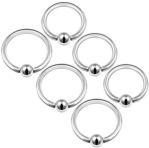 KJM FASHION 6 STK Metall Captive Bead Ring 1.6 mm 14 Gauge 10mm 3/8 12mm 1/2 4mm Septum Eyebrow Tragus Daith Ohrringe Nose Piercing Schmuck 4703
