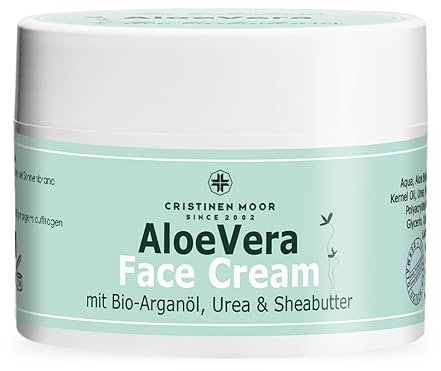 CristinenMoor Aloe Vera Gesichts Creme | Mit Arganöl, Urea & Bio Sheabutter | Hochwertige Feuchtigkeitsspendende Tagespflegecreme | 150 ml