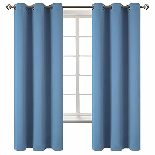 BGment Blackout Curtains for Bedroom - Grommet Thermal Insulated Room Darkening Curtains for Living Room, Set of 2 Panels (42 x 63 Inch, Faded Denim)