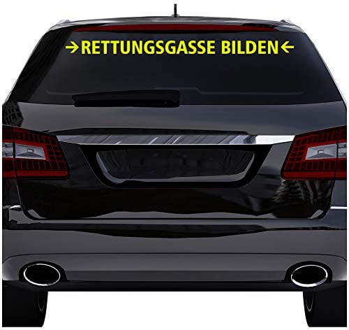 Finest Folia Autoaufkleber Rettungsgasse Bilden Stau für Auto Motorrad Bus Kfz Zubehör Sticker Selbstklebend Waschanlagenfest Notfall THW Feuerwehr Krankenwagen (Neon Gelb, 60cm Groß (KX063))