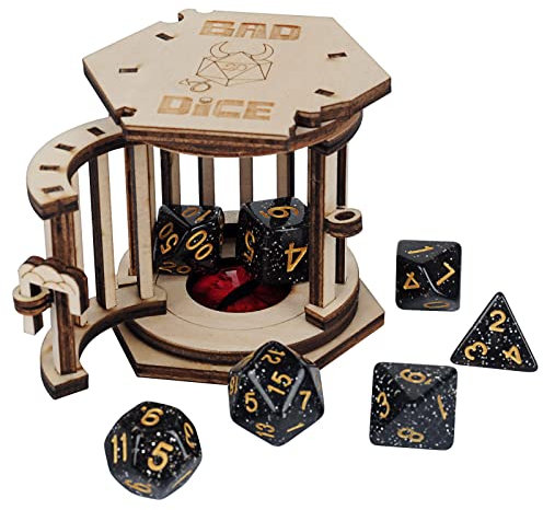 DND Dice Prigione Con Set Poliedrici - Gabbia di Legno per i Tuoi Dadi Cattivi (Prigione A)