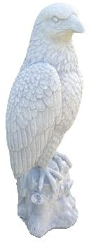 Großer massiver Stein Adler grau Blickrichtung Links aus Steinguss frostfest Gartendeko Deko-Figur für Haus Garten Moderne Statue Garten-Figur