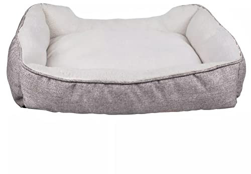 INTIRILIFE Flauschiges Plüsch Haustierbett in Grau - 50 x 40 x 13 cm - Weiches rutschfestes Hundebett Katzenbett Kissen Komfortables Hundesofa Katzensofa für Hunde und Katzen