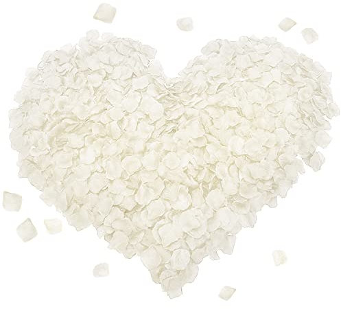 FYSL 1000 Stück Rosenblüten Weiß Rosenblätter Künstliche Gefälschte Rosenblätter für Hochzeit Party Dekoration und Romantische Atmosphäre