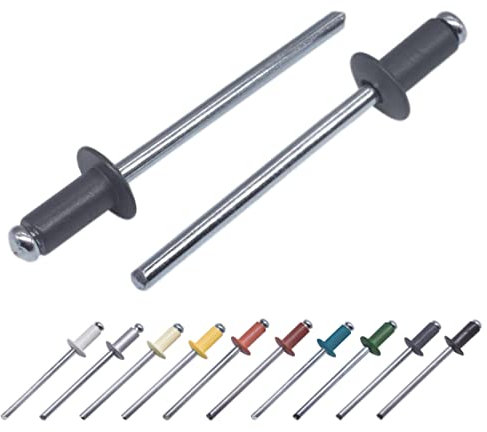 Marcopol Paquete de 50 remaches ciegos pintados de 3,2 x 8 mm, cabeza de cúpula, DIN 7337, remache de aluminio y mandril de acero, remaches pop (50, gris antracita RAL 7016)