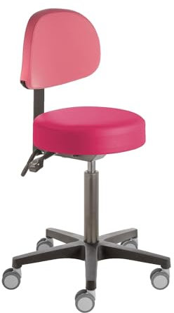 Prova Nova GmbH Drehhocker Poppi®-Swing Dijon 4157, Sitzhöhe ca. 53-73 cm,Rückenteil, Polsterdekor:Stamskin Himbeere