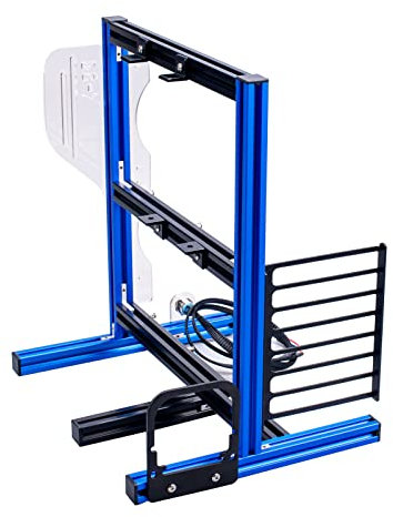 PC-Motherboard-Gehäuserahmen, DIY-Gehäusehalterung, Offene Computergehäusehalterung, Hervorragende Wärmeableitung, Vertikaler Aluminium-DIY-Rahmen, ATX MATX ITX, Offenes(Blau Schwarz)