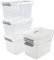 Zopnny Set of 6 Plastic Storage Boxes, 10 L Latch Storage Bin Tub with Lid/Handle, Clear, f