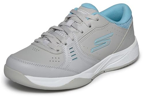 Skechers Viper Court Smash, Scarpe da Pickleball da Donna per Interni ed Esterni, vestibilità Comoda, Sneaker, Grigio Blu, 41 EU