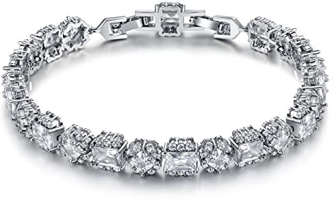 Zevmi Tennis Armband für Damen Silber: Shining Runden Zirkonia Armband Geschenk für Freundin Mutter