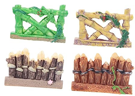 Yardenfun Wohnkultur 4 Stück Harz- -Zaun Krippendekoration Mikro-Landschaftsfigur Mini-Hauszäune Krippen-Ornamente Mini-Holzlattenzaun Mini-Zaun-Ornament Pflanzen-Dekor Dorfansicht