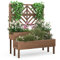 COSTWAY Jardinière 2 Niveaux avec Treillis en Bois de Sapin avec Trou de Drainage, Bac à Fleurs pour Plante Grimpante, Lit de Jardin Résistance aux Intempéries 109 x 62 x 135 cm (Marron)