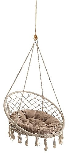 Hängesessel Outdoor Kissen – Hängematte Sitzkissen – Nestschaukel Kissen für Komfort – Waschbares Rundkissen – Beige – 65 cm