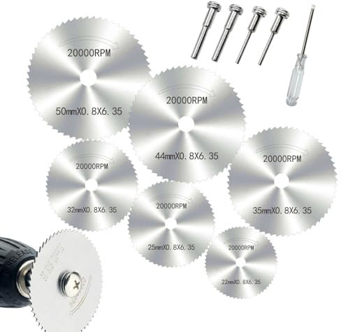 6 Piezas Mini HSS Hojas de Sierra Circular, Hojas de Taladro de Disco, Hoja de Corte, para Madera Piedra Metal Cobre Aluminio