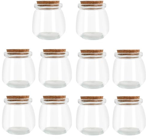 10 Pièces Verre Bocaux avec Couvercles en Liège, Bocal en Verre Transparent, Mini Bouteilles de Conservation en Verre, Fête de Bouteilles D'épices, 100ml Petit Bocal en Verre pour Mariage de Fête
