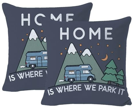 Deko-Kissenbezug Die Kissenbezüge Campervan Home is Where We Park It Kissenbezug 2er Set Zierkissenbezug für Couch Bett Sofa 45x45cm 2PCS