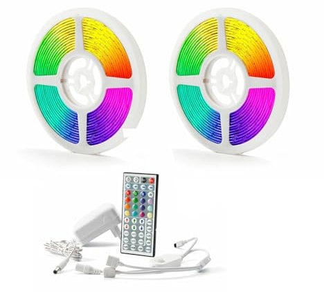 Nanologic LED Strip 10m (2x5M) RGB Set, LED Streifen Selbstklebend mit Fernbedienung, IP20 LED Lichterkette LED Band mit PIR Bewegungsmelder, LED Beleuchtung für Zimmer, Küche, Party