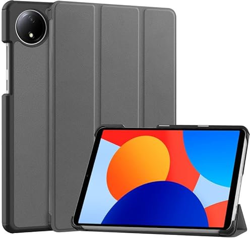 Tablet Case For Xiaomi Redmi Pad SE 4G 8.7 Inch Case, Trifold Stand Cover with Pencil Holder, Auto Sleep/Wake, Soft TPU Back, Slim Protective Cover, Gray