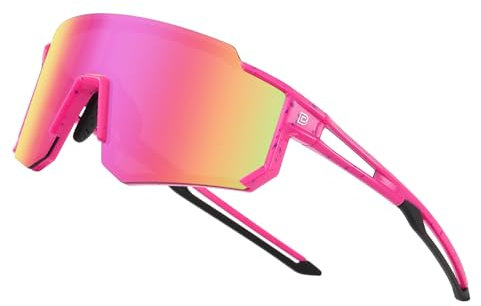 DUCO Lunettes de soleil polarisées pour jeunes garçons filles sport cyclisme ombre cadre léger UV400 enfant garçon fille baseball lunettes de soleil DK310, Lentille rose violet à pois noirs Temple