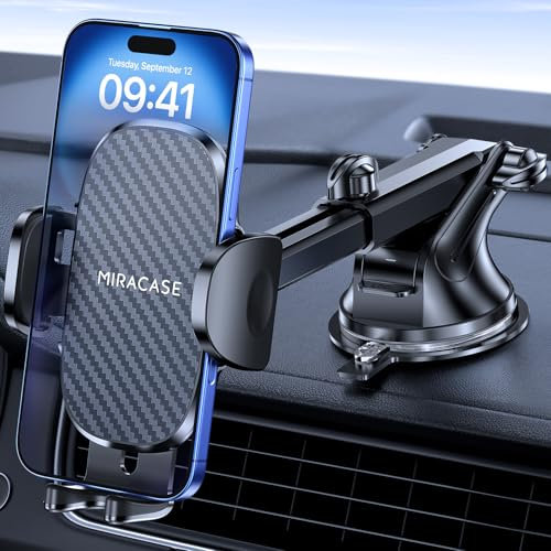 Miracase Car Phone Holder for Cars Dashboard Windscreen Desk, 3in 1 Mobile phone Mount Automobile Cradle 360° Rotatable Stand for iPhone16 15 Pro Plus Max 14 13 12 11Samsung