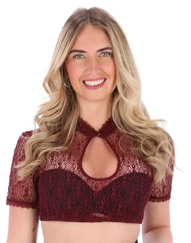 Steigenhöfer Manufaktur Dirndl Bluse Damen mit Perle - Marie - Weicher Stoff mit angenehmen Tragegefühl - Dirndlbluse fürs Oktoberfest Volksfest und weitere Feste - Trachtenbluse Kurzarm
