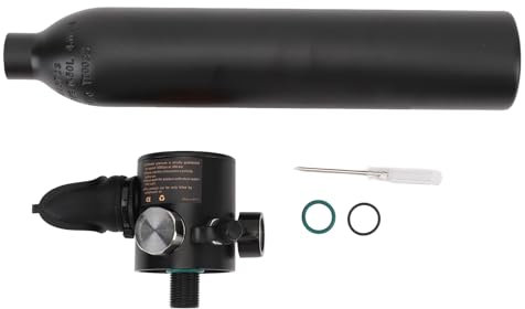 0.5L Portátil con Medidor de Presión - Cilindro de Oxígeno Buceo Liviano para Snorkel y Actividades Submarinas - Gear y Equipo Buceo para Entusiastas del (BLACK)