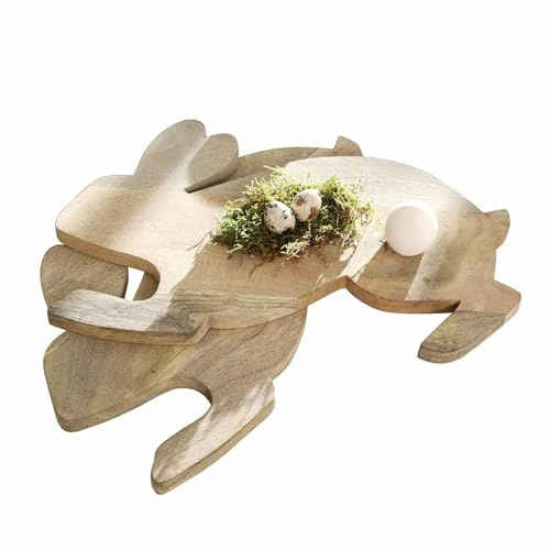 LOBERON Frühstücksbrett 2er Set Doraline, braun | Niedliche Hasenform, Integrierte Eimulde, Tischaccessoires, Küchenutensilien, Ostern, Osterdeko, Mangoholz