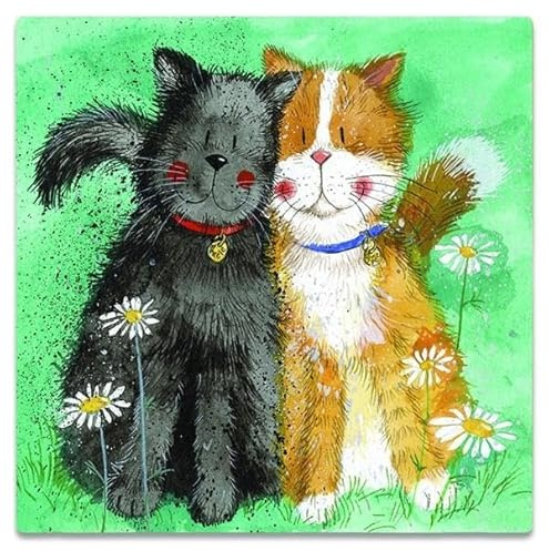 Alex Clark Toffee & Treacle Cat Fridge Magnet - Funny Felines - Original Artwork - Fridge Magnet for Animal Lovers - Magnetic Art Tile - Gift Ideas - Designed in The UK...