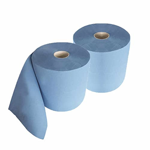FEBLUE | Putzrolle blau 2-lagig [2 Rollen] 500 Blatt je Rolle | 22x35cm | hochwertige und sehr saugfähige Putztuchrolle