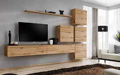 All4All Wohnwand SW 9 - Wohnzimmermöbel - Schrankwand für Wohnzimmer - Wohnzimmerschrank - Anbauwand Wohnwand Hängend - Modern - Wotan Marakesz 21