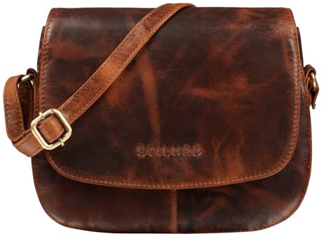 STILORD 'Savannah' Umhängetasche Damen Leder Handtasche kleine Schultertasche Crossbody Bag Ausgehtasche Partytasche Echtleder, Farbe:kara - cognac