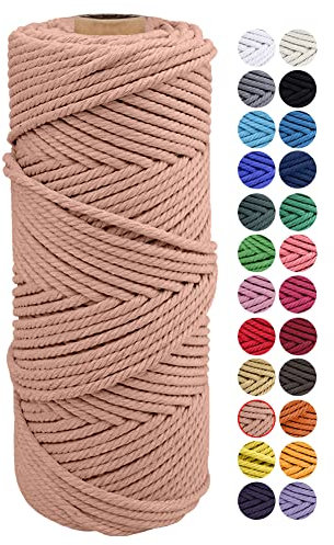 JeogYong Cuerda Macrame, Hilo Cordón Algodón Natural Grueso Cordón Macramé, 4 Hilos de Algodón, para Tapices, Colgadores Plantas, Manualidades Bricolaje, El Hogar Decoracion 2mm x 100m (Rojo ladrillo)