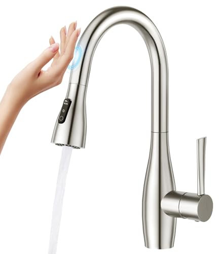 CREA Touch Sensor Kitchen Tap With Pull Out Sprayer, 3 Function, 360° Swivel Mixer for Sink, Stainless Steel