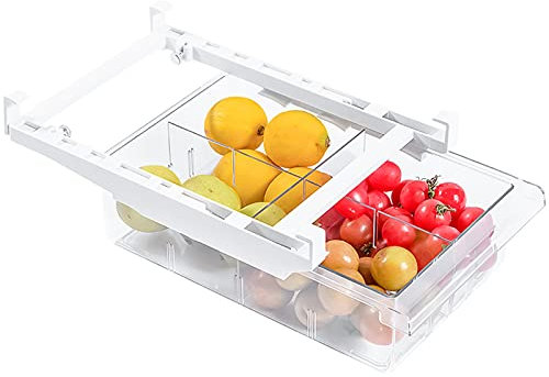 Kühlschrank Organizer Schublade, Einziehbare Küche Mit Ausziehbaren Schubladen, Verstellbare Kühlschrank, Aufbewahrungsbox Kühlschrankbox (4 Gitter)