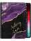 Personalised Initial Case For All Apple iPad Models 10, 9, 8, 7, 6, Air 11, Pro 12.9,13 inch, Mini, Gold Colour Floral Name on Black and Purple Marble, 360 Swivel PU Leather Side Flip Folio Cover