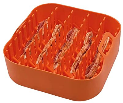 LINGJIONG silicona para freidora aire caliente, bandeja antiadherente para microondas | Utensilios cocina Air Fryer Bacon Maker para salchichas Taquitos Bacon