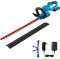 WISETOOL Tagliasiepi senza fili, 20 V/2,0 Ah, tagliasiepi elettrico con lame a doppia azione da 55,9 cm, capacità di taglio 3/4, tagliasiepi include batteria, caricabatterie rapido e occhiali di