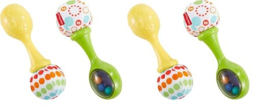 FISHER-PRICE Rumba-Rasseln - Set aus 2 Rasseln mit bunten Perlen und weichen Griffen, fördert die sensorische Entwicklung und Feinmotorik, für Babys ab 3 Monaten, BLT33 (Packung mit 2)