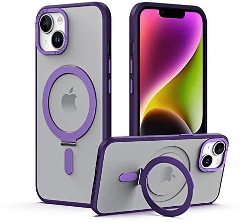 TECHGEAR iPhone 14 Stand Case [Fusion Armour Ring] Premium Hybrid Tough Rugged Protective Magnetic Kickstand Case, Compatible with MagSafe Case for iPhone 14 6.1 - Purple