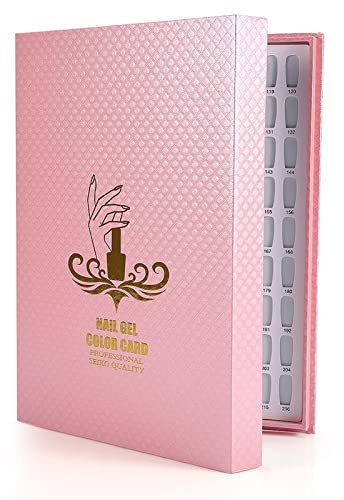 2 Types 216 Colors Nail Colour Card Display,Manicure Nail Gel Colour Chart,Nail Gel Polish Display Book,Manicure Tools (pink)