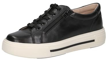 CAPRICE Damen Sneaker flach aus Leder mit Reißverschluss, Schwarz (Black Nappa), 37 EU