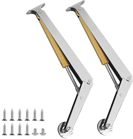 YushengTai 2 Stück Gasdruckfeder Gasdruckdämpfer Klappenbeschlag 100N/150N/200N/Pc, Deckelstützscharniere Gasfeder für Holzkiste Hängeschrank Dämpfer (Fixierbar, 150N/Pc)