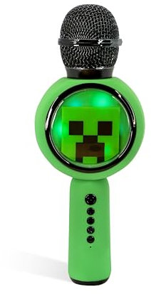 OTL Technologies MC1240 Minecraft Popsing LED Light Up Wireless Karaoke Microphone with Voice Changer Mode - Green