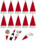 SURALIN 10 Piezas Mini Gorros de Papá Noel Porta Cubiertos de Navidad, Bolsa de Cubiertos Cuchillo de Navidad Tenedor Cuchara Pequeña Tapa de Botella de Vino de Navidad