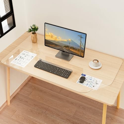 YSAGi Schreibtischunterlage Transparent, Klares Großes Mauspad, Wasserdichte Tischunterlage Schreibunterlage Durchsichtig, Tischschutz Unterlage Schreibtisch Zubehör für Büro & Zuhause (100 x 60 cm)