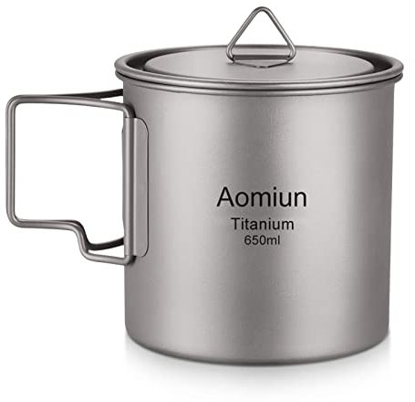 Ultralight Titanium Cup Portable Camping Picnic Water Cup Mug with Foldable Handle 300ml/350ml/420ml/550ml/650ml/750ml