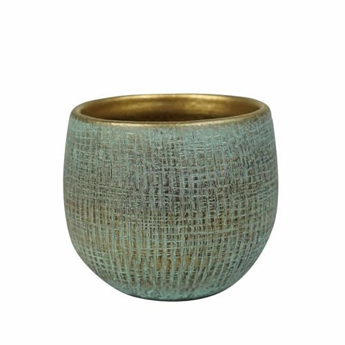 Indoor-Helden Blumentopf 13 cm Ryan | Handgefertigter Übertopf aus Keramik in Shiny Blue | Blumenübertopf für Zimmerpflanzen