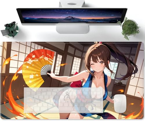 Fille sexy d'anime Hentai Grand tapis de souris XL 700x300 Sous-Main Bureau Gamer Extra Large, Base antidérapante - Vitesse et Confort - pour Tous Types de Souris et Claviers